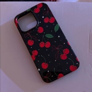 Velvet Caviar Red Cherry Black Phone Case